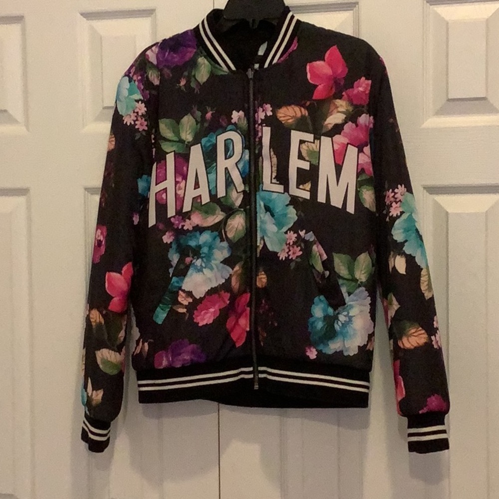 “Harlem” flower jacket with black background